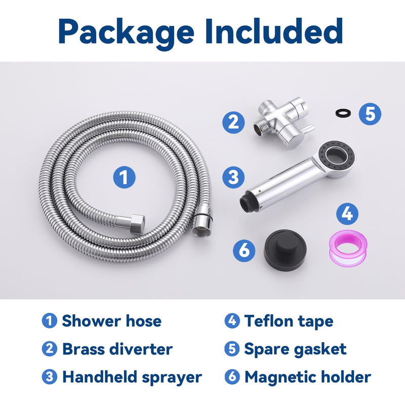 Dog Shower Attachment, 3 Mode Handheld Sprayer with ON/OFF Switch, G1/2" Metal Diverter, 100 Inches Stainless Steel Hose, No Drill Holder, for Pet and Dog Washing in Bathroom Black - PawsPlanet Australia