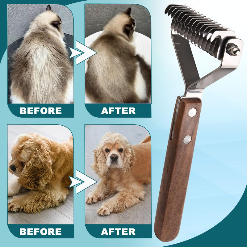 coat king undercoat rake dog grooming comb,dog brushes for Shedding Stripping Brush Pet Dematting Comb for Dogs and Cats(14-Blades-L) 14-Blades-L - PawsPlanet Australia