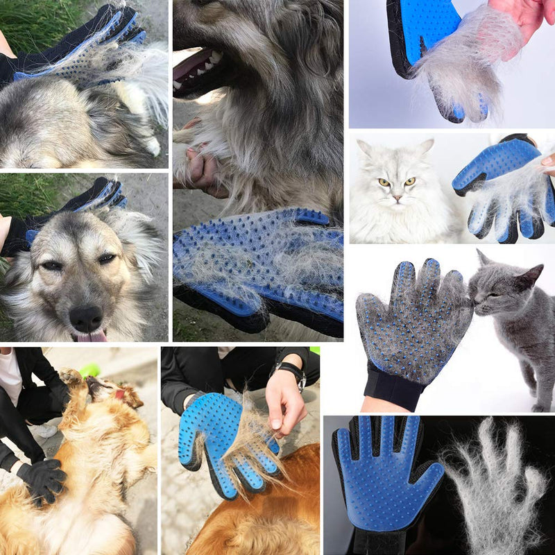Pet Grooming Glove 2 PCS, Upgraded 259 Soft Pet Hair Remover Gentle Deshedding Brush Glove Deshedding Tool for Cats Dogs -Efficient Pet Hair Remover Mitt(M) - PawsPlanet Australia