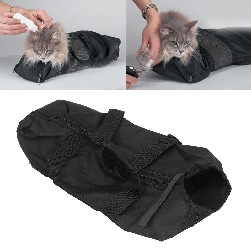Fockety Cat Grooming Bag, Oxford Cloth Pet Bathing Restraint Bag with Front & Rear Zippers, Handles & Hanging Hook, 46x24cm Cat Restraint Bag for Bathing, Nail Trimming, Injections - PawsPlanet Australia