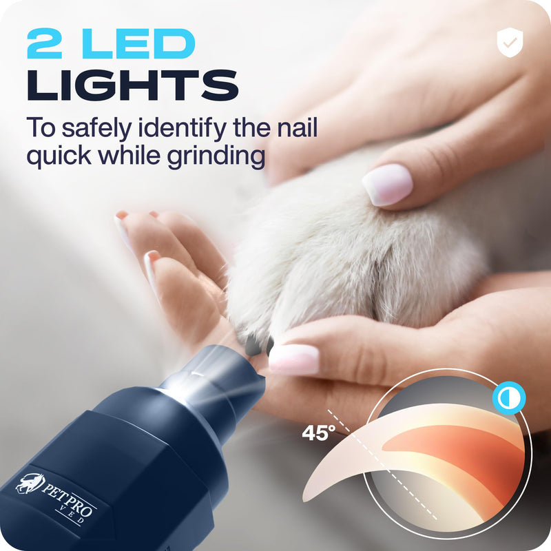 PETPROVED Dog Nail Grinders Silent Dog Claw Grinder Dog Nail Grinder for Dogs Claws Safe Dog Nail Trimmer Electric Pet Nail Grinder for Dogs Nail File Blue