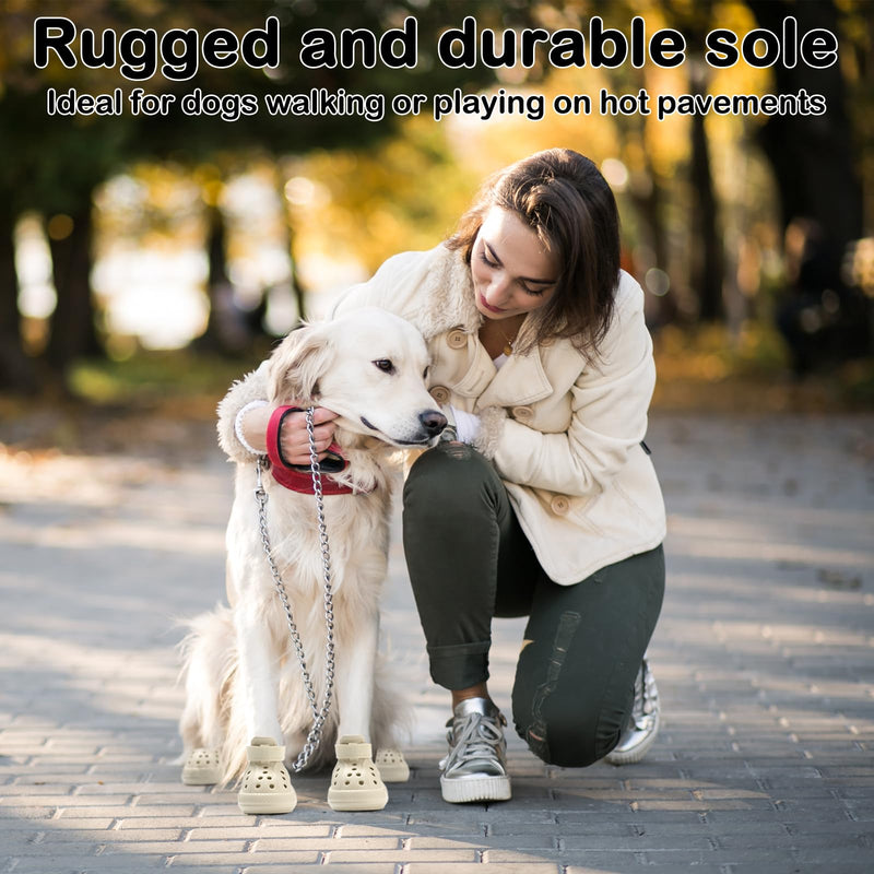 Dog Shoes for Hot Pavement,Non-Slip Waterproof Breathable Easy to Clean Put On and Take Off Dog Boots,Paw Protector for Hot Summer Roads Winter Snow (Beige, Size 2:(1.97"x1.38") (L*W)) beige Size 2:(1.38"x1.97") (W*L) - PawsPlanet Australia