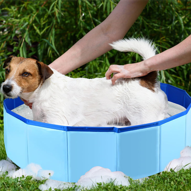 Enenes 24'' x 8'' Dog Pool, Folding Dog Swimming Pool, Portable Dog Bathtub, Dogs Cats PVC Non-Slip Bath Tub Puppy Shower Bathing Tub and Collapsible Pool for Dogs Cats (Blue) Blue - PawsPlanet Australia