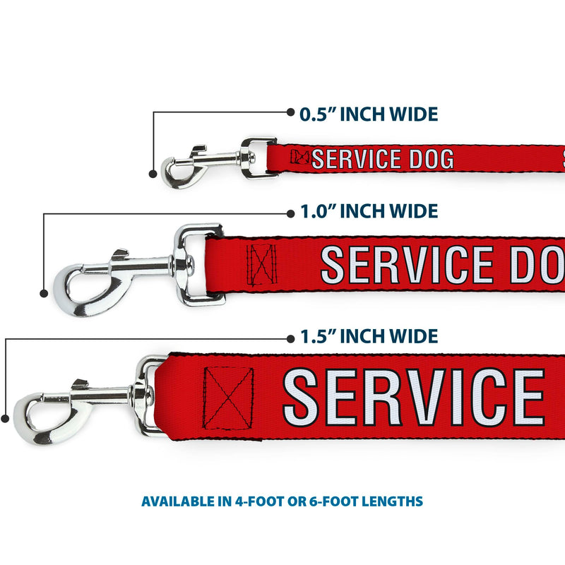 Buckle-Down Pet Leash, Dog Leash, Service Dog Text Red Black White, 4 Feet Long 1.0 Inch Wide 4 Feet Long - 1" Wide - PawsPlanet Australia