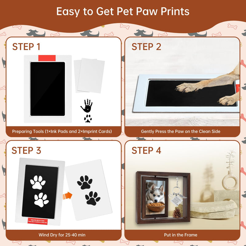 Pet Memorial Gifts for Dogs Cats, Dog Memorial Rotating Wooden Picture Frame for 4x6 Photo, Dog Bereavement Remembrance Picture Frame With Pet Paw Print Kit, Loss of Dog Sympathy Gift - PawsPlanet Australia