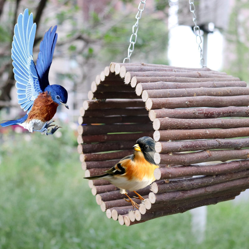 Bird Parrot Swing Toys, Hanging Bird Tree Caves, Natural Apple Wood Parrot Hammock, Bird Cage Accessories, Suitable for Little Bird Parakeets Cockatiels Lovebirds Hamster Rat (6.49" in Diameter) Small Metal Chains Style - PawsPlanet Australia