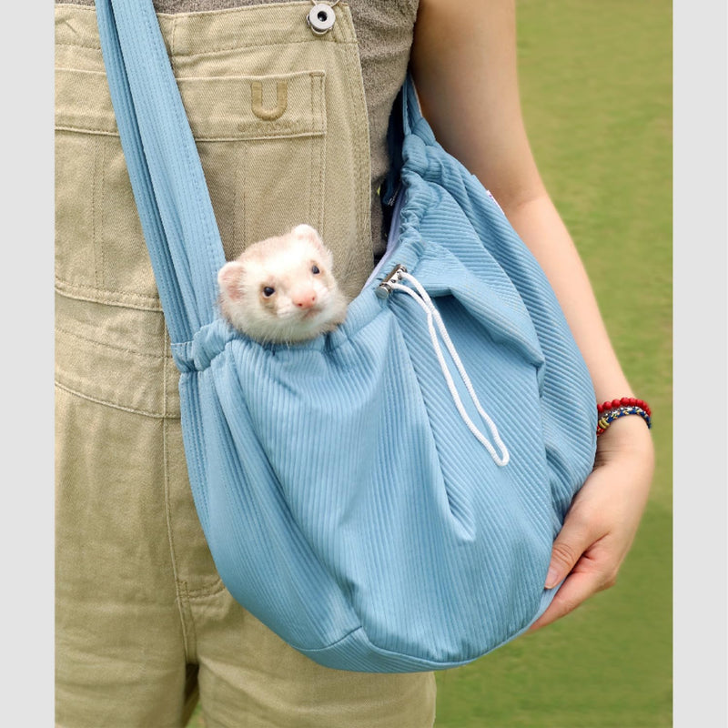 Ferret Sling Carrier - Pet Carrying Bag with Adjustable Strap Hands Free Shoulder Bag Crossbody Travel Slings Soft Small Animal Bonding Pouch Front Backpack for Ferret Rabbit Puppy Kitten (Blue) Blue - PawsPlanet Australia