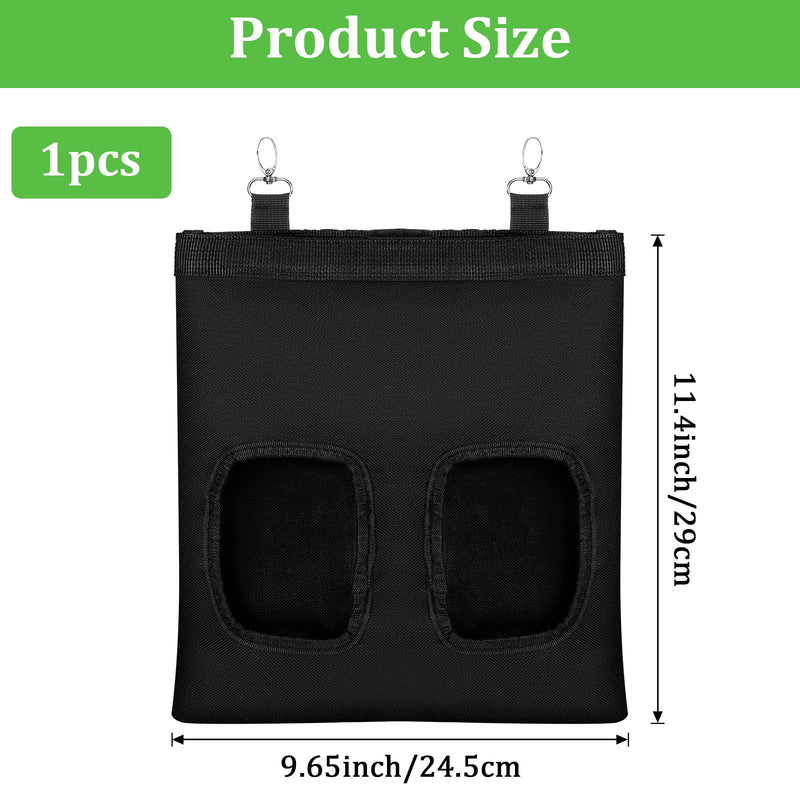 Rabbit Hay Feeder Bag, Guinea Pigs Hanging Hay Rack Manger Holder Dispenser Small Animal Feeder Storage Pouch for Bunny Chinchilla Hamster (Black, 2 Windows) - PawsPlanet Australia