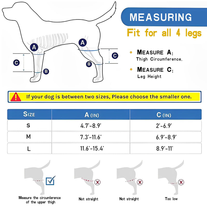 Knee Brace for Dogs with Torn Front Cruciate Ligament on the Hind Leg, Adjustable Hip Support for Dogs for Patella Luxation, Dog Leg Brace for Hind or Front Leg Side Stabilizers (M) M