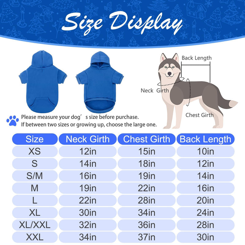 Basic Dog Hoodie - Soft and Warm Dog Hoodie Sweater with Leash Hole and Pocket, Dog Winter Coat, Cold Weather Clothes for XS-XXL Dogs X-Large (Pack of 1) Blue