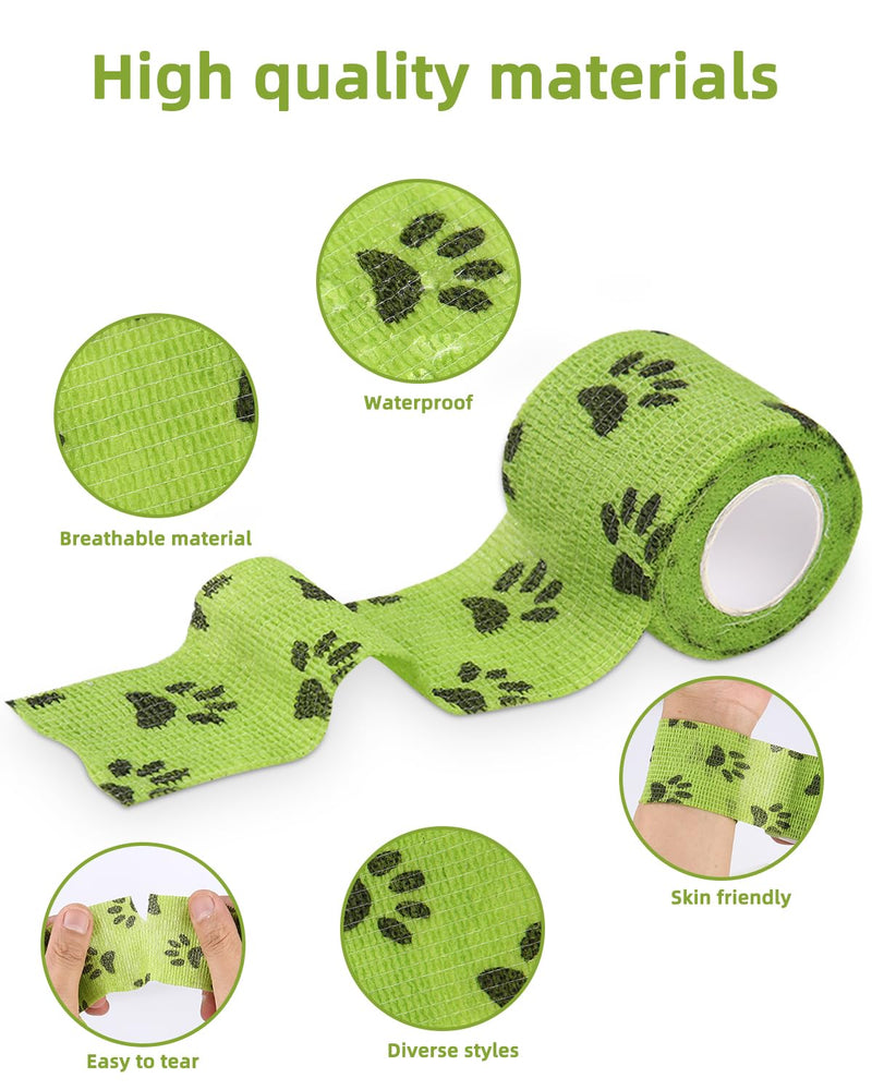 Pack of 16 Self-Adhesive Bandages for Pets, Elastic Cohesive Adhesive Bandage, Fixing Bandage, Cohesive Pet for Cat, Dog, Horse Leg Adhesive Bandage, 5 cm x 4.5 m Rolls