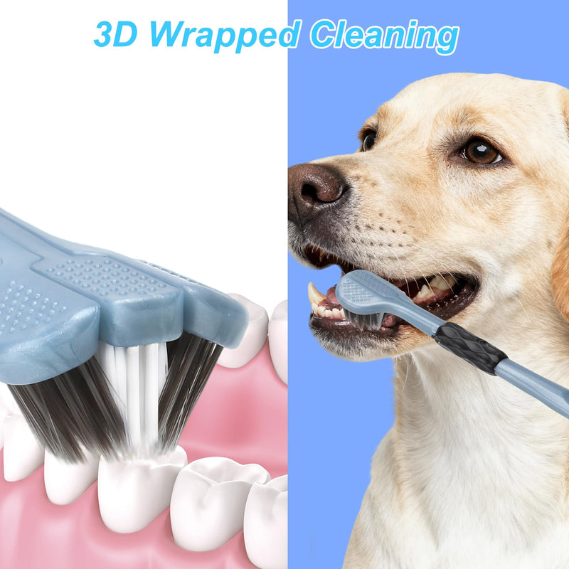 Set of 10 Dog Toothbrushes, 4 Finger Cots Dog Dental Care, 2 Triple Dog Toothbrushes, 4 Double Head Toothbrush for Dogs and Cats, Teeth Cleaning & Halitosis Reducing