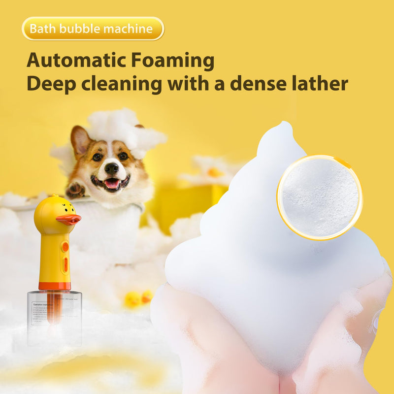 Electric Dog Cleaning Foam Machine, Automatic Dog Soap Dispenser for Bath, Rechargeable Pet Shampoo Mixing Bottle for Cleaning, IPX7 Waterproof Dog Bath Supplies for Dog Cat Puppy Children Yellow Duck - PawsPlanet Australia