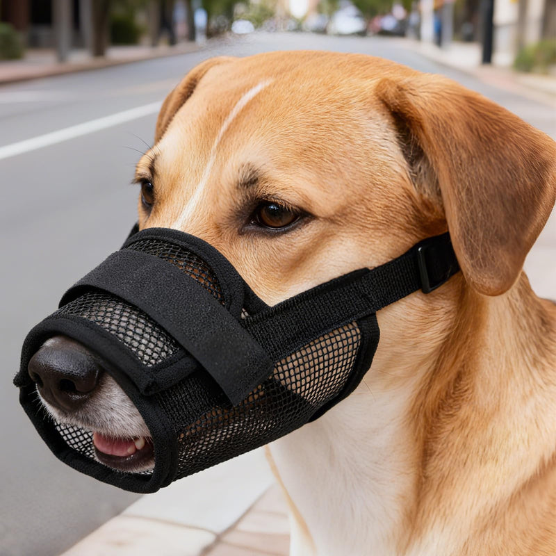 Prevents Biting Barking Chewing Muzzle for Large Dogs - Soft Breathable Air Mesh Muzzle for Large Sized Dog | Adjustable Straps Dog Mouth Guard | XL Size 8.2-10.2 Inch - PawsPlanet Australia