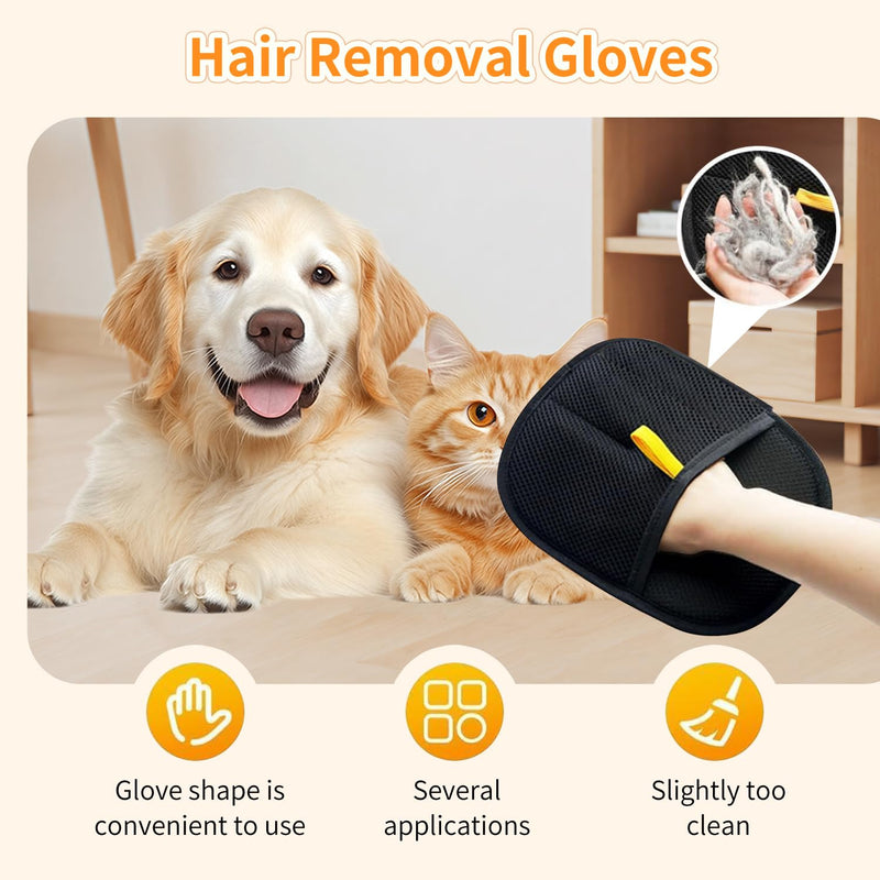 2 Pcs Electrostatic Gloves Pet Hair Removal,Reusable Pet Cat Dog Hair Removal Grooming Gloves Brush Tool Black - PawsPlanet Australia