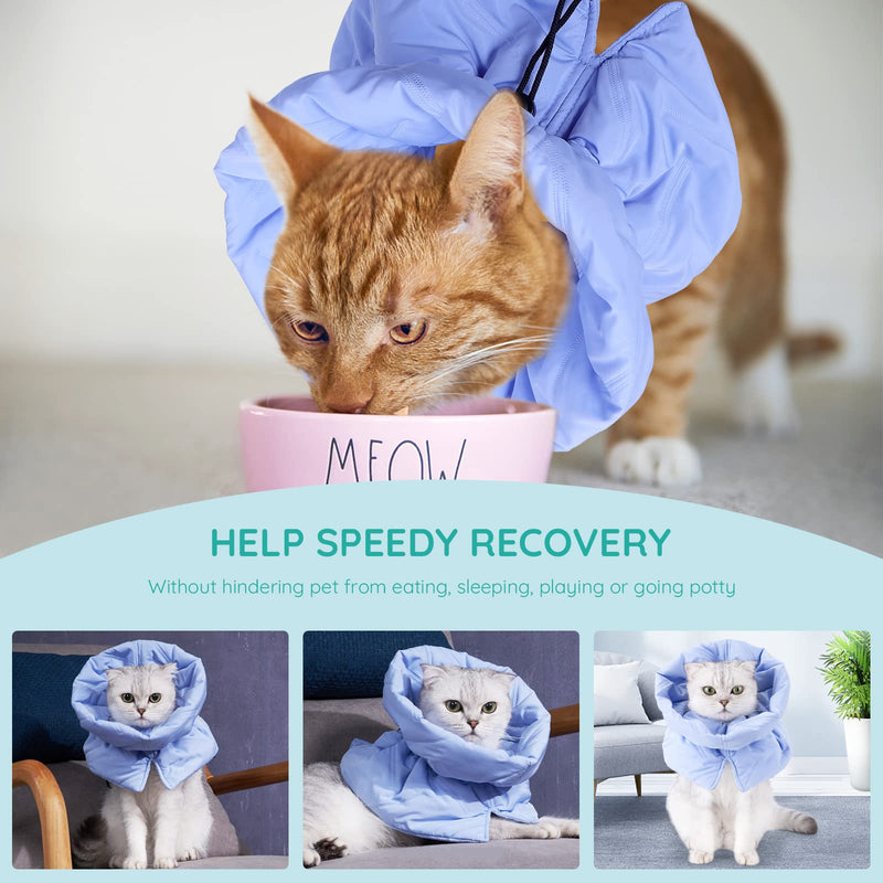 Cat Recovery Collar, Soft Adjustable Cat Cone Alternative, Lightweight Waterproof Fasteners Collars for Cats Kittens Puppies, After Stop Licking and Daily Use (Blue, M(Neck7.9-13.8")) M(Neck7.9"-13.8") Blue