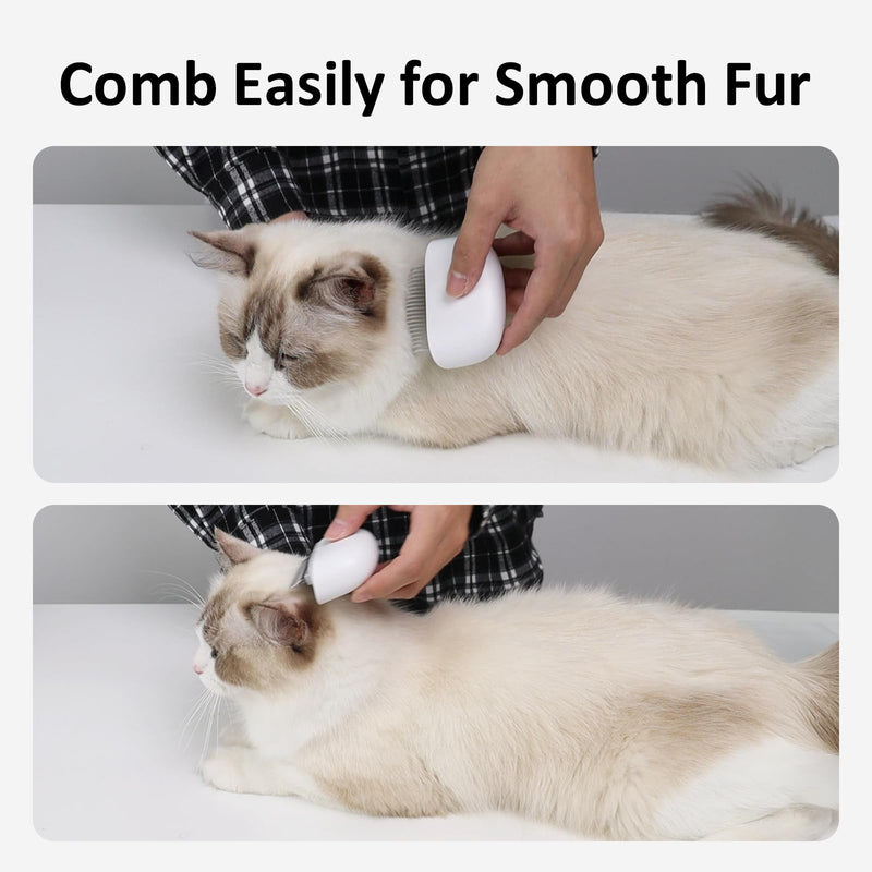 2-in-1 Cat Comb - Soft Pet Brush for Grooming, Metal Flea Comb for Hair Removal & Detangling Mats, Portable Comfortable Tool for Indoor Long & Short Haired Pets