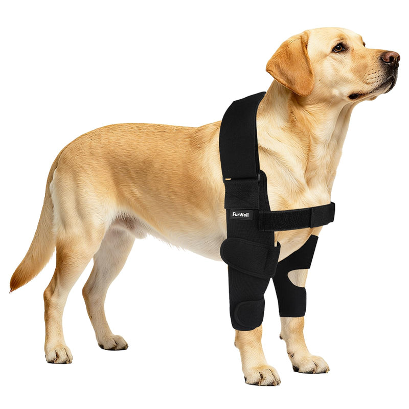 Dog Elbow Brace Protector with Decoupled Chest Strap - Breathable, Abrasion-Resistant - Adjustable Elbow Support for Hygroma, Dysplasia, Arthritis, Calluses & Shoulder Instabilit(Both Legs, M) M - Both Legs Black