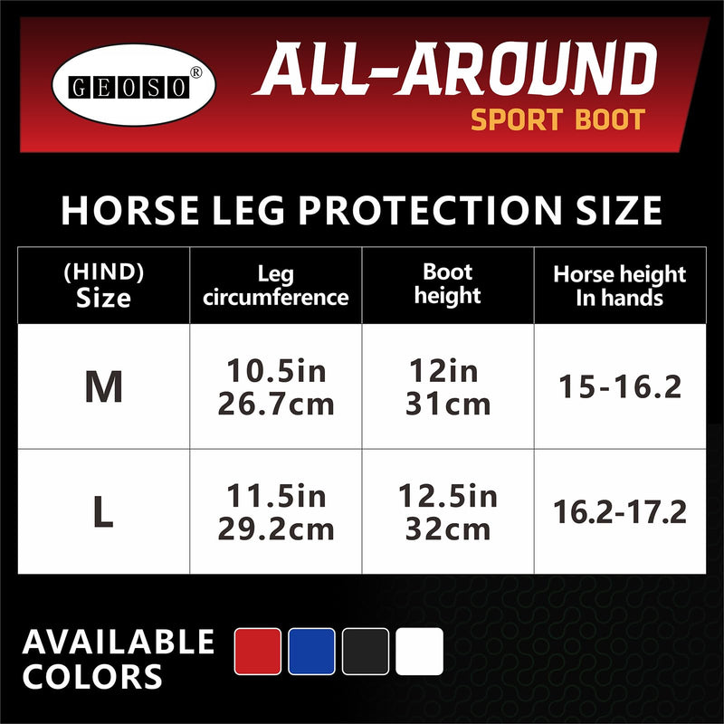 GEOSO All-Around Support Horse Splint Sport Boots,Professional OK Fabric Neoprene Horse Boots for Horses Jump Training&Off-Road|Shock Absorbing, Breathable,Fits Hind Legs Large White