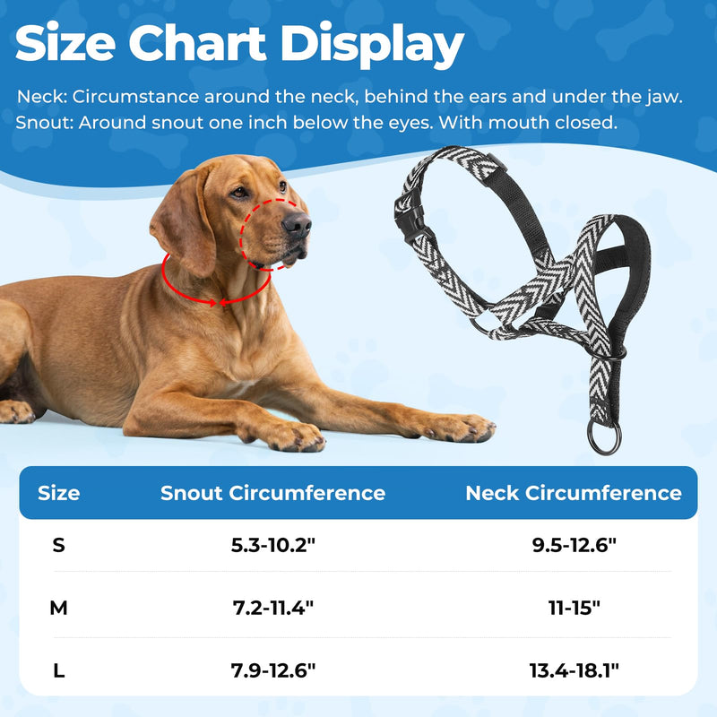 Gentle Dog Head Collar, Breathable No Pull Padded Halter Prevents Pulling, Adjustable Nose Leash with Stripes for Small Medium Large Dogs(L) L Arrow - PawsPlanet Australia