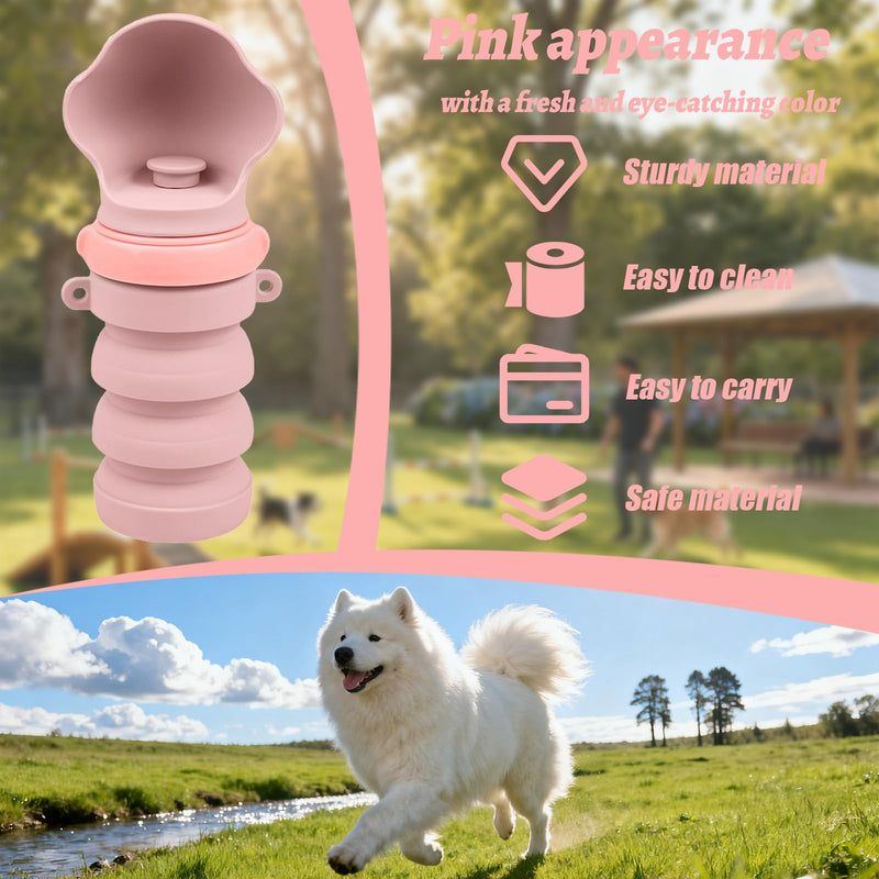 Collapsible Dog Water Bottles, Portable Dog Water Bowl Dispenser & Travel Water Bottle for Dogs - Perfect for Walking, Hiking & Outdoor Activities, Essential Item for Dogs, Food-Grade Silicone (Pink) - PawsPlanet Australia