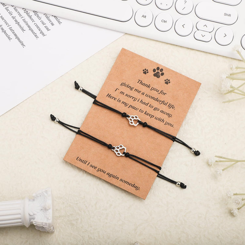2pcs Cat Dog Memorial Bracelet Gift, Pet Memorial Gifts Sympathy Gift Paw Print Friendship Bracelets for Dog Lover Memory Gifts - PawsPlanet Australia