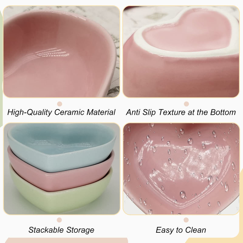 Ceramic Hamster Food Bowl, 1.2oz Durable Heart Hamster Water Dish for Hamsters/Birds/Snakes/Turtle, Easy to Wash and Prevent Tipping (Pink, 1pcs) 1pc Pink - PawsPlanet Australia