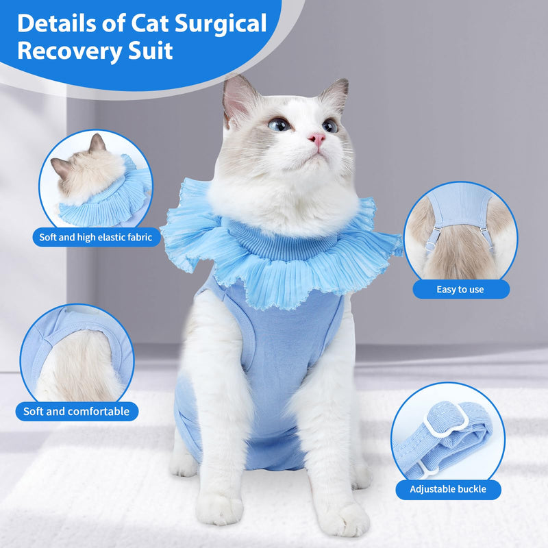 Cat Recovery Suit Cat Onesie for Cats After Surgery Female, Breathable Cat Surgery Recovery Suit for Abdominal Wounds Post-Surgery, Cat Surgical Spay Recovery Shirt for Cats Kitten Blue Medium