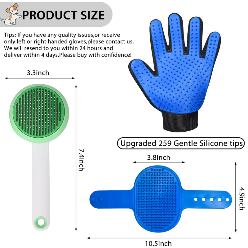 GJEASE Cat Grooming Glove Brush,Self-Cleaning Slicker Pet Brush for Short and Long Haired Pets,Dog Bath Brush for Shedding and Grooming,Removes Loose Hair and Tangles,Promote Circulation Round Flower-Green - PawsPlanet Australia