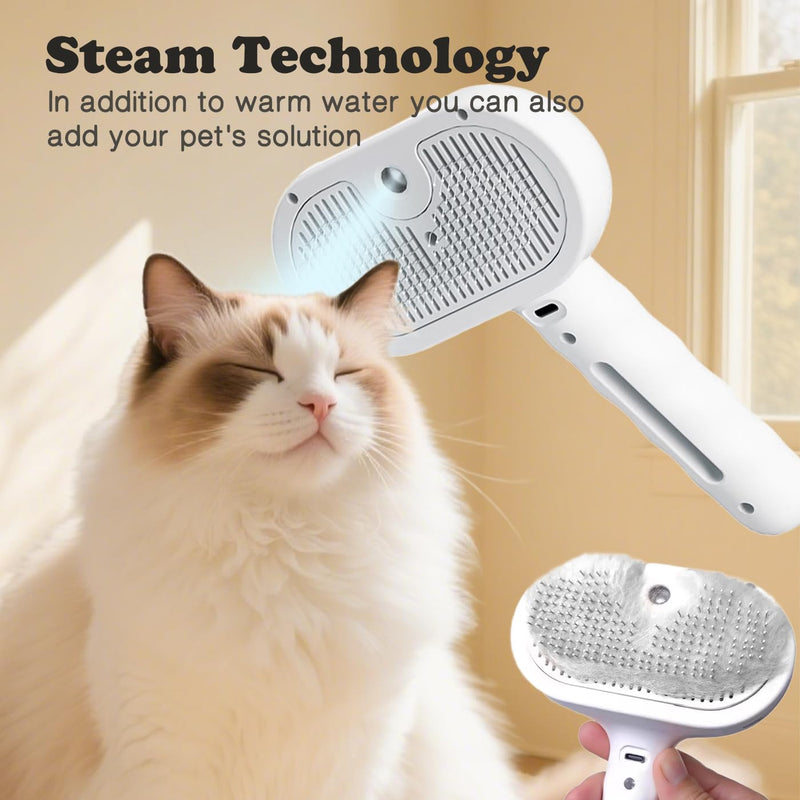 Upgraded rechargeable silicone pet hair removal tool, 3-in-1 automatic cleaning steam brush, suitable for grooming, hair removal, and massage, suitable for cats and dogs. - PawsPlanet Australia