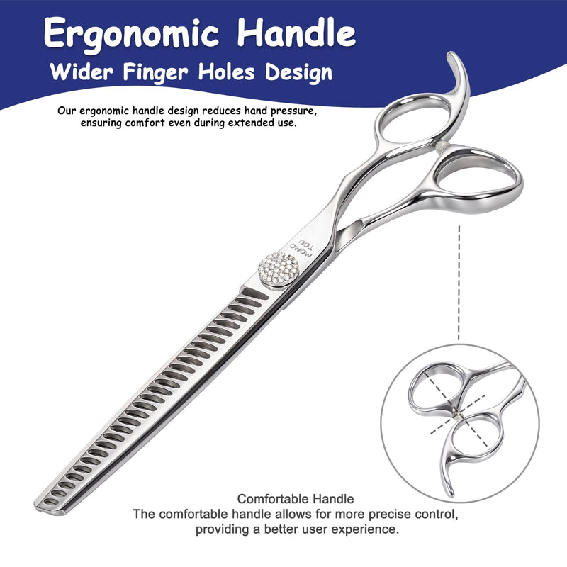 7'' Chunker Dog Grooming Scissors with Simulation Diamond 440C Stainless Steel Easy Use Polished Pet Dog Trimming Texturizing Shears for Groomers and Home Users Chunker Scissors 7'' - PawsPlanet Australia