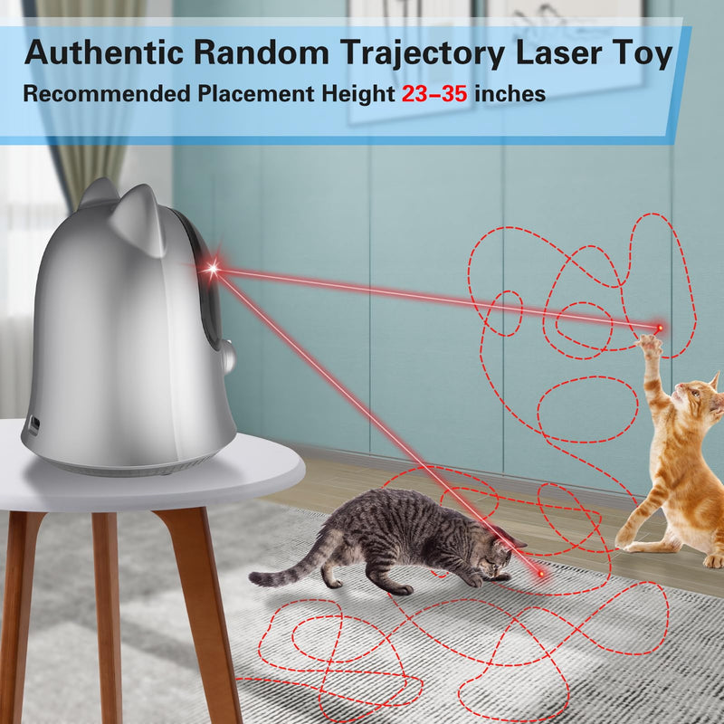 Cat Laser Toys for Indoor Cats, Random Trajectory Laser Cat Toy, Interactive Cat Toys for Bored Indoor Adult Cats/Kittens/Dogs (Silver) Silver - PawsPlanet Australia