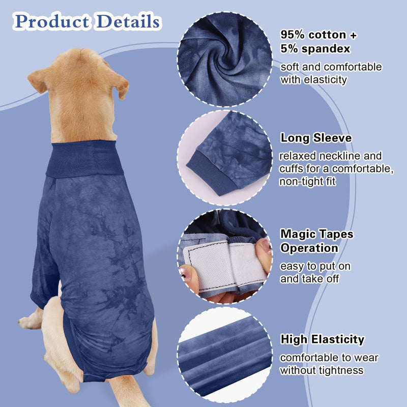 Dog Surgery Recovery Suit, Female Male Front Leg Wound Protector E-Collar Substitute Pajamas Ealstic Pet Dogs Body Suit After Surgery (Blue, S) Male Femal-Blue