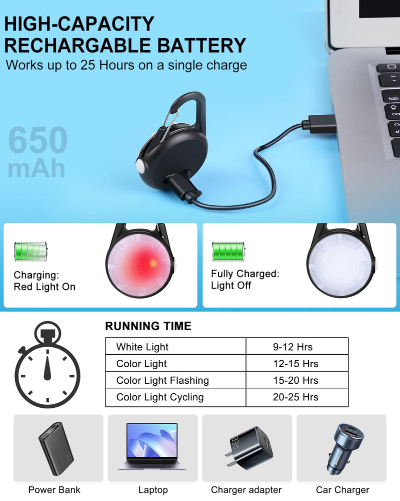 Dog Lights for Night Walking - 2 Pack 4 Modes Dog Collar Light, Rechargeable Dog Walking Light for Nighttime Clip On, IP68 Waterproof Durable Dogs Safety Light (Black) - PawsPlanet Australia