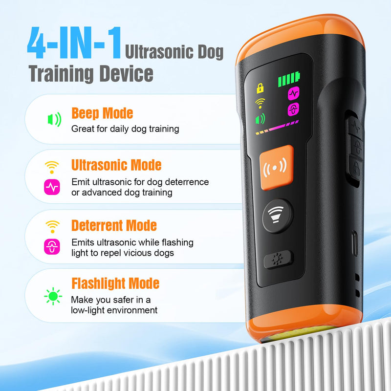 Dog Bark Deterrent Devices, 3X Anti Barking Device for Dogs Ultrasonic Dog Training, Up to 50FT Bark Control Dog Barking Silencer, Correct Bad Behavior Indoor Outdoor Portable Dog Barking Stopper Black
