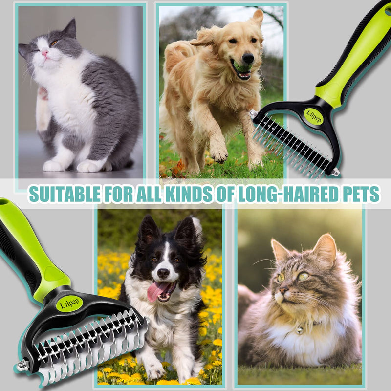 Pet Grooming Tool, Double-Sided Professional Grade Undercoat rake for pet tangles and mat Removal, Safe dehairing Comb and Depilation Tool - PawsPlanet Australia