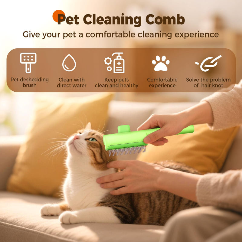 Pet Hair Removal Comb Flea Combs for Cats and Dogs, Pet Flea Comb Grooming Brush with One-Click Release Button, Dog Cat Deshedding Brush for Short & Long Hair (Blue & Green) Blue & Green - PawsPlanet Australia