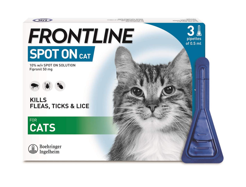 FRONTLINE Spot On Flea & Tick Treatment for Cats - 3 Pipettes - PawsPlanet Australia