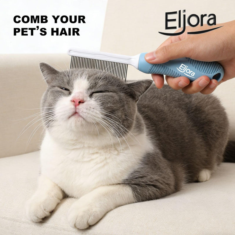 Premium Pet Grooming & Dematting Comb – Stainless Steel Teeth, Comfortable Non-Slip Grip, Gentle & Effective for Short and Long-Haired Dogs and Cats
