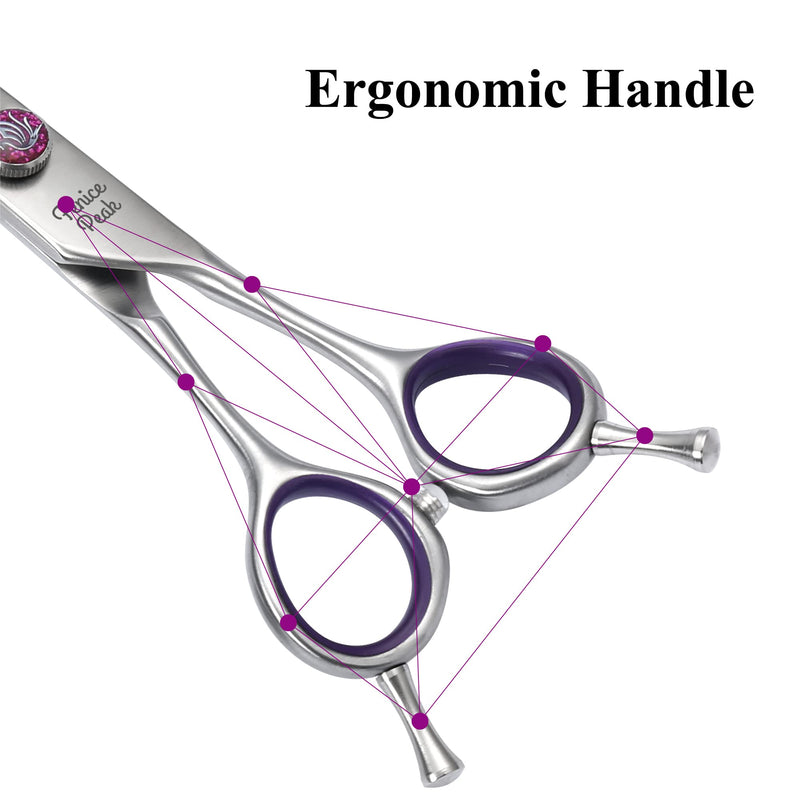 Fenice Peak 8'' Straight Dog Grooming Scissors with Decorative Screw Professional 440C Stainless Steel Metallic Pet Trimming Shears with Offset Handle Durable and Sharp 8" - PawsPlanet Australia