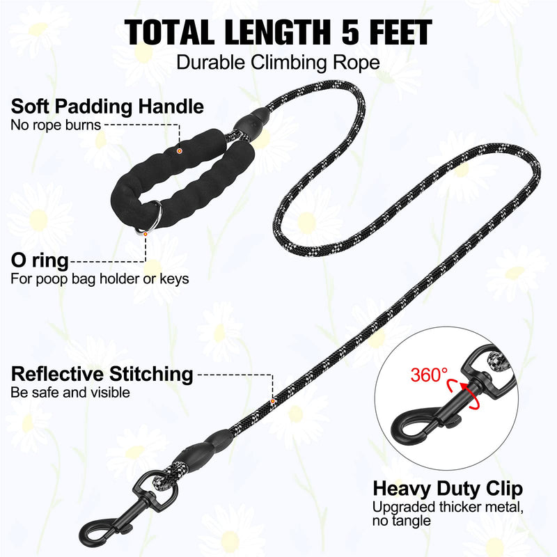 BEAUTYZOO Step in Dog and Cat Harness and Lead Set - Floral Pattern - Reflective - No Pull or Choke - for Dogs and Cats - Soft Padded Mesh Harness for Dogs and Cats Black Rose XX-Small(Chest Girth 11.5"-13") - PawsPlanet Australia