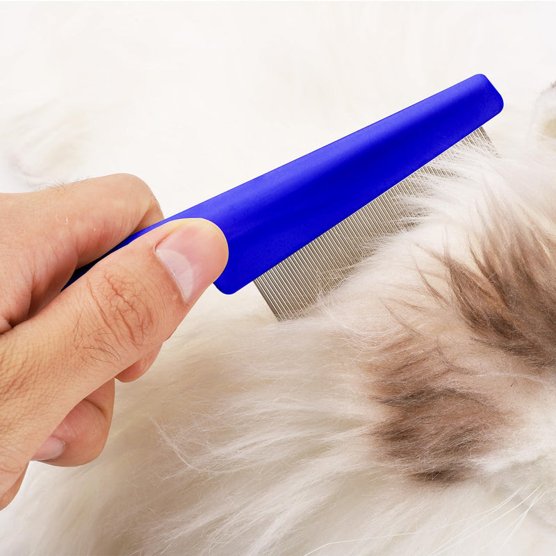 Pet Hair Comb, 2 in 1 Multifunctional Pet Hair Comb for Grooming and Dehairing, Flea and Tear Stain Removal, Stainless Steel and ABS Material, Pack of 2, Blue - PawsPlanet Australia