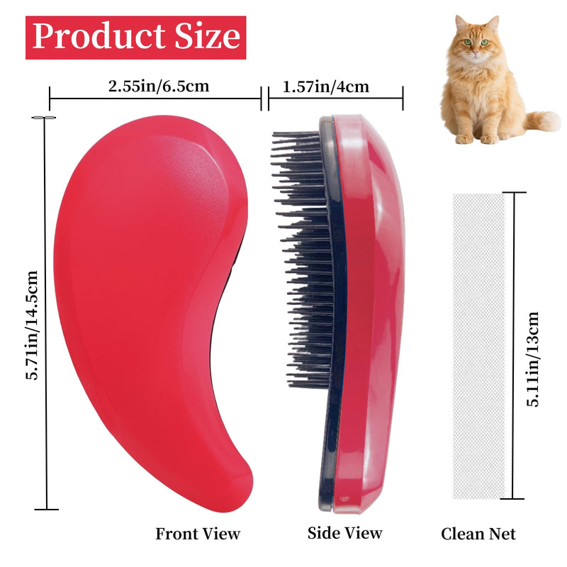 Cat Brush for Shedding - Perfect Grooming Tool for Long-Haired Cats | Deshedding & Hair Remover for Indoor Pets (Rose Red) Rose Red