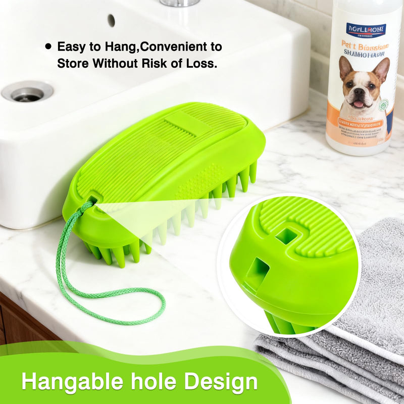 Pet Rubber Bath Brush for Dogs & Cats, Soft TPR Bath Curry Brush with Massage Design for Long and Short Hair Pets