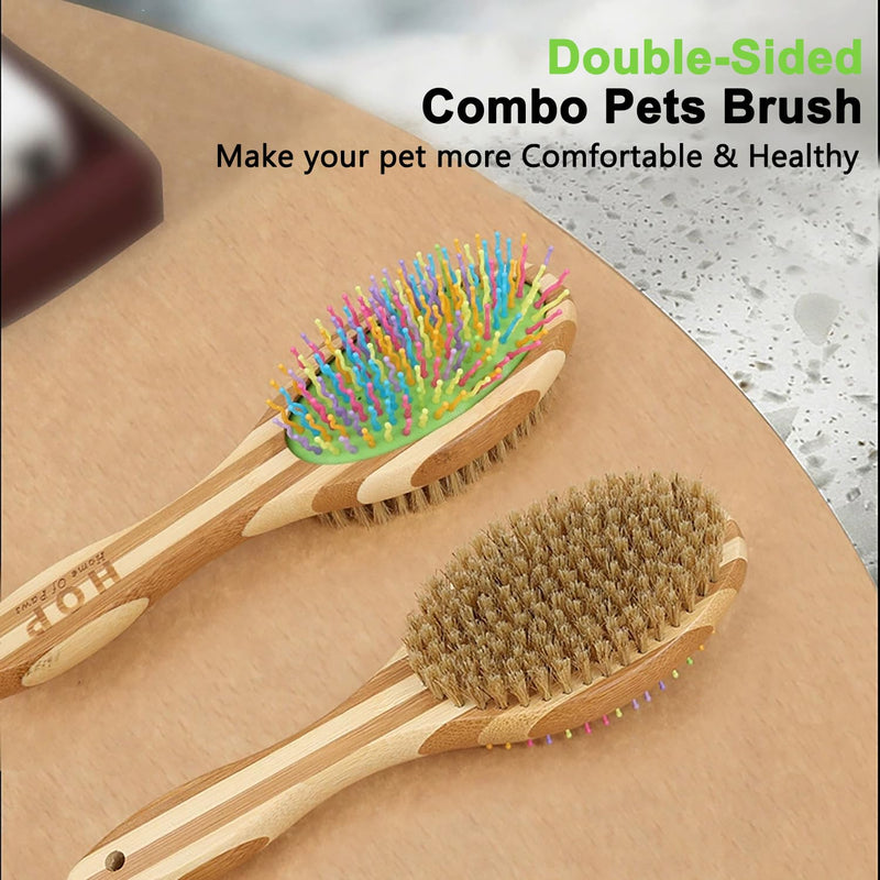 Dog Brush in Mint Green for Dogs Grooming and Detangling, Easy to Hold Ergonomic Handle, Double Sided Soft Silicone Teeth and Bristle Brushes, Best Pet Brush for Curly-haired Dogs, Eco Friendly - PawsPlanet Australia