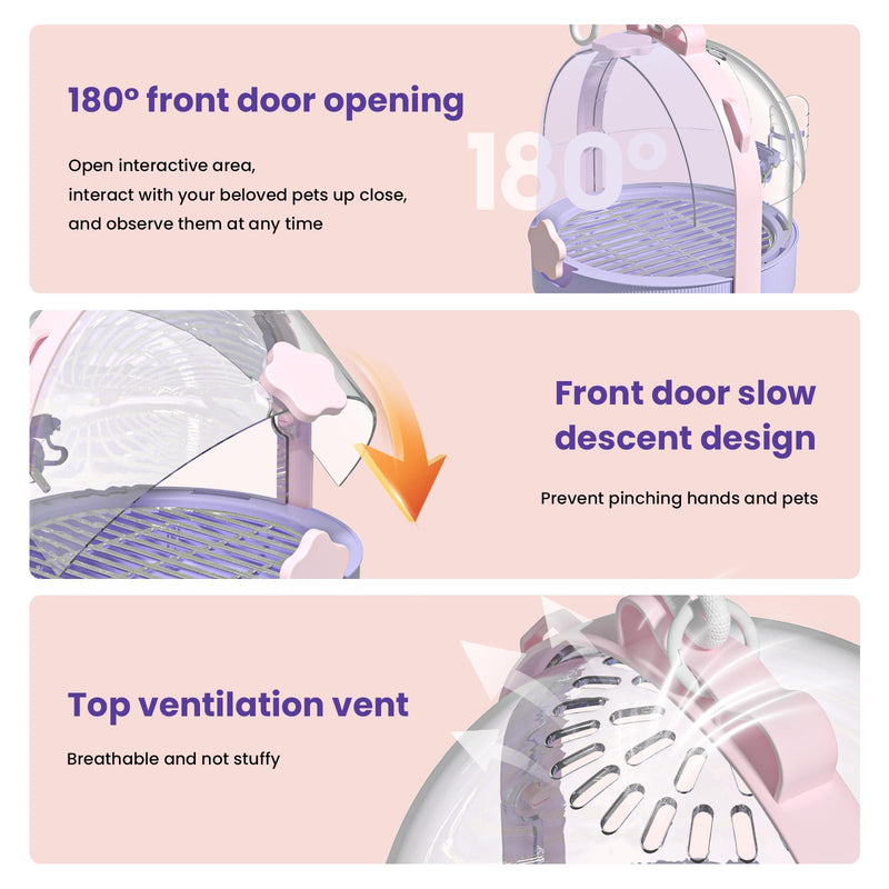 Birdcages,Carriers,Small Bird Travel Cage Carrier, Bird Carry Transport Bag,Small Animal Carrier,Travel Carry-Out Cage with Water Bottle (Purple) purple - PawsPlanet Australia