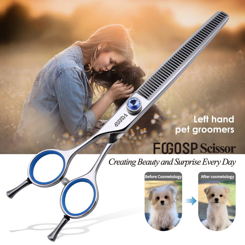 Left Handed Thinning Shears for Dogs 7in Professional Dog Thinning Shears for Grooming 56 Teeth Dog Grooming Scissors for Pet Cat Japanese 440C Stainless Steel(7.0'' Blending) 7.0 inch - PawsPlanet Australia