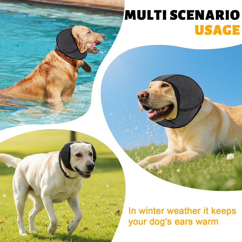 Dog Ear Covers, Dog Ear Muffs Noise Protection, Dogs Calming Hood,Adjustable Shower Cap Pet Ears, Dogs Ear Head Wrap Cups Shower Cap Pet Supplies for Bath Grooming (Grey, L) Grey