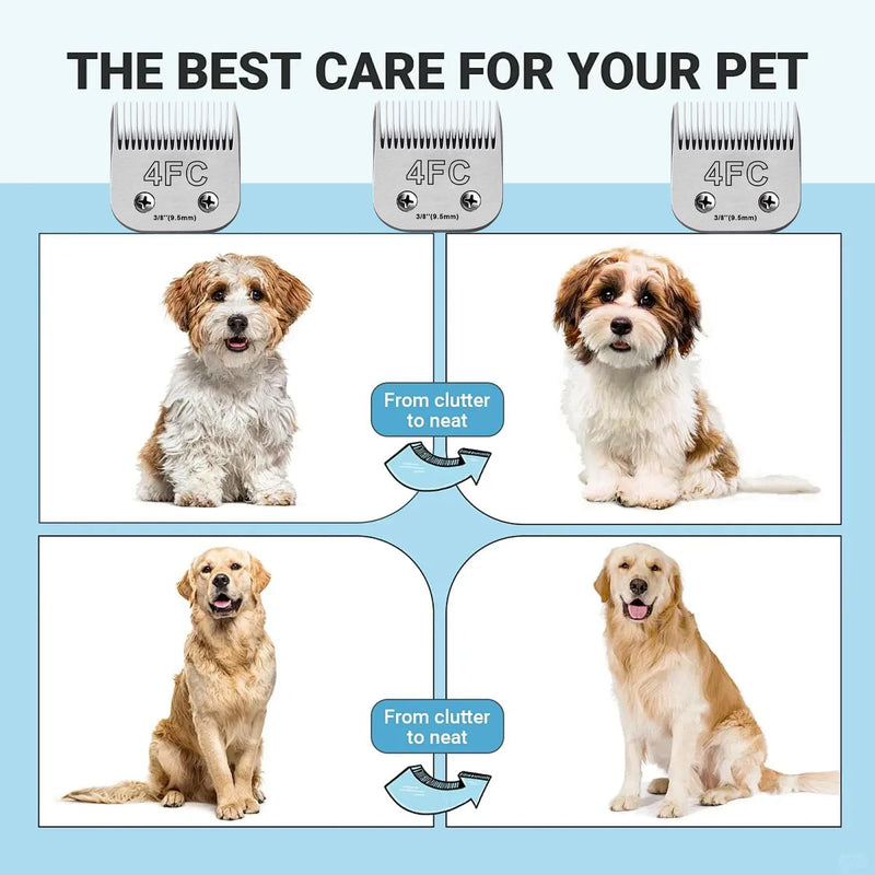 3Pack 4FC Blades for Dog Grooming Blades Compatible with Andis,Oster A5,Wahl km10 Dog Clippers,Detachable Dog Clipper Blade for Dog Cat Horse Animal,Size-#4FC, 3/8-Inch Cut Length (9.5mm) 3pcs #4FC (9.5mm) - PawsPlanet Australia