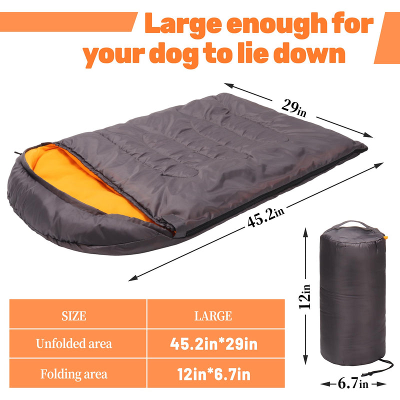 Lifeunion Dog Sleeping Bag with Storage Bag Waterproof Warm Packable Dog Bed for Travel Camping Hiking Backpacking (Grey+Orange) Grey+Orange - PawsPlanet Australia